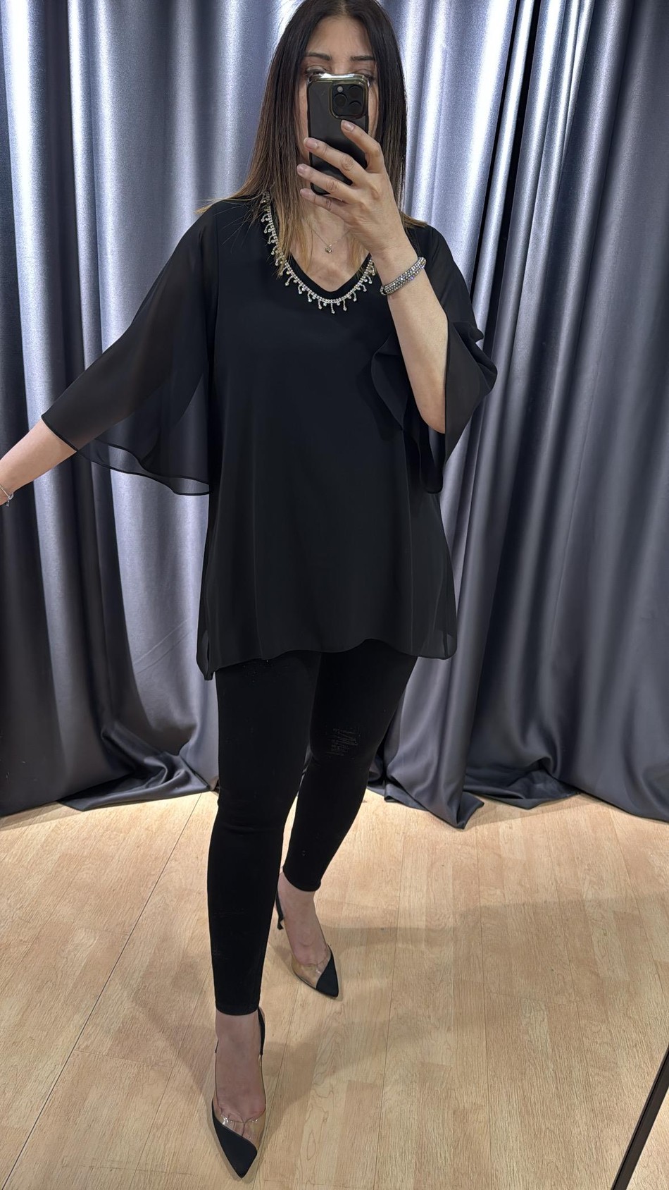 Kolyeli Şifon Bluz 5142