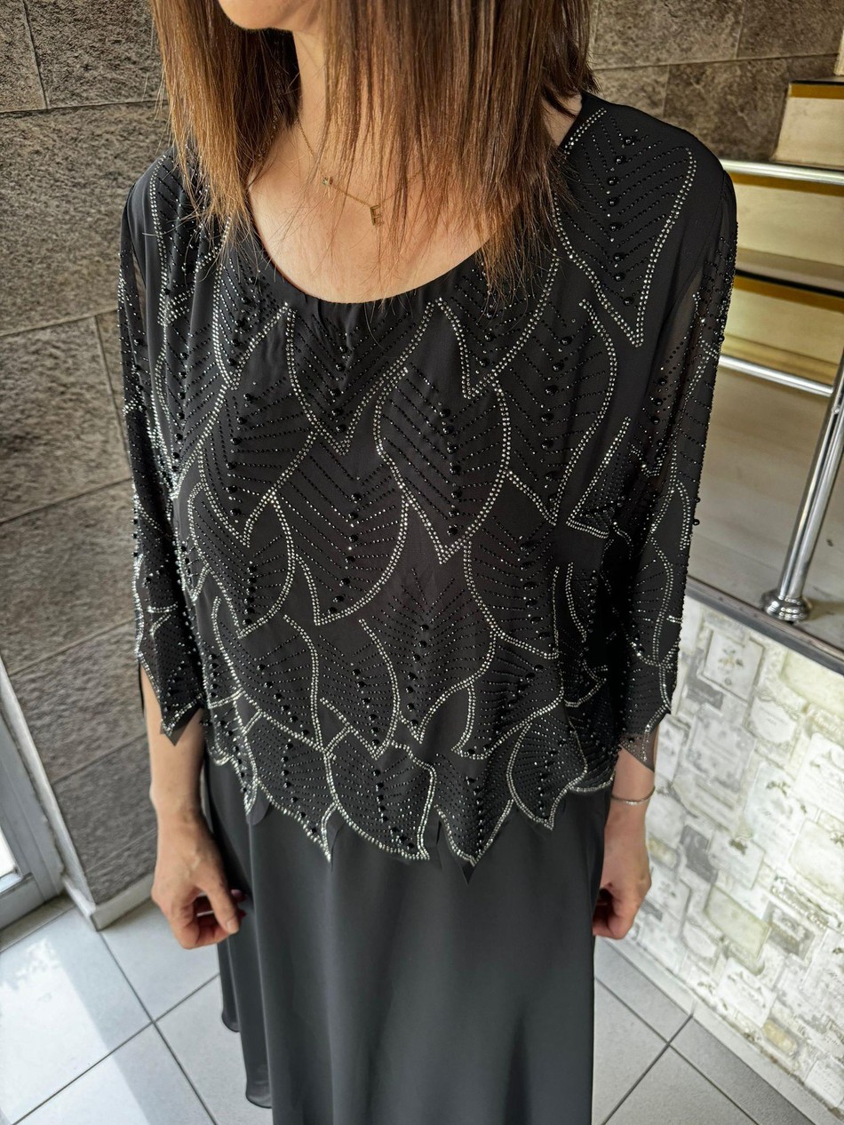 Lazer Kesim Şifon Abiye Elbise 8078