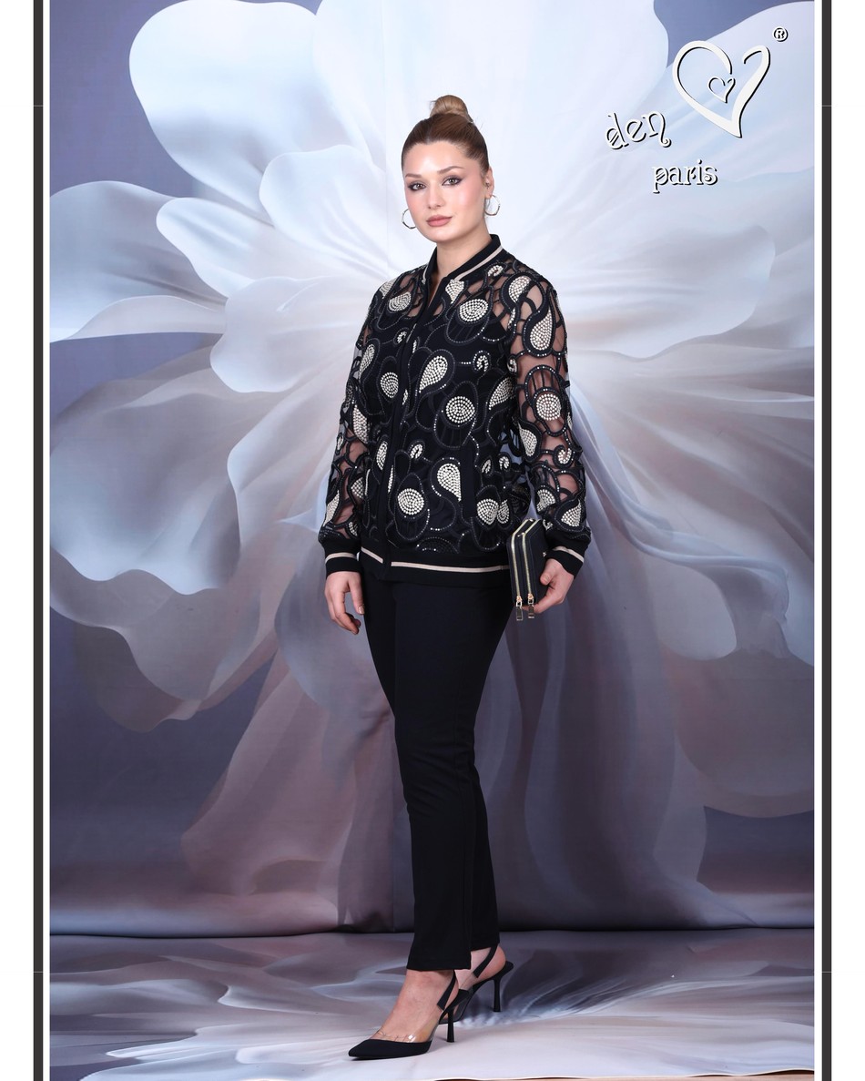 Payetli Dantel Bomber Ceket 1474