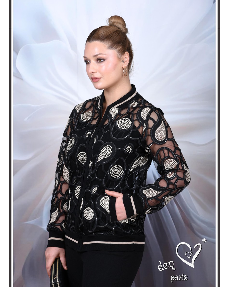 Payetli Dantel Bomber Ceket 1474