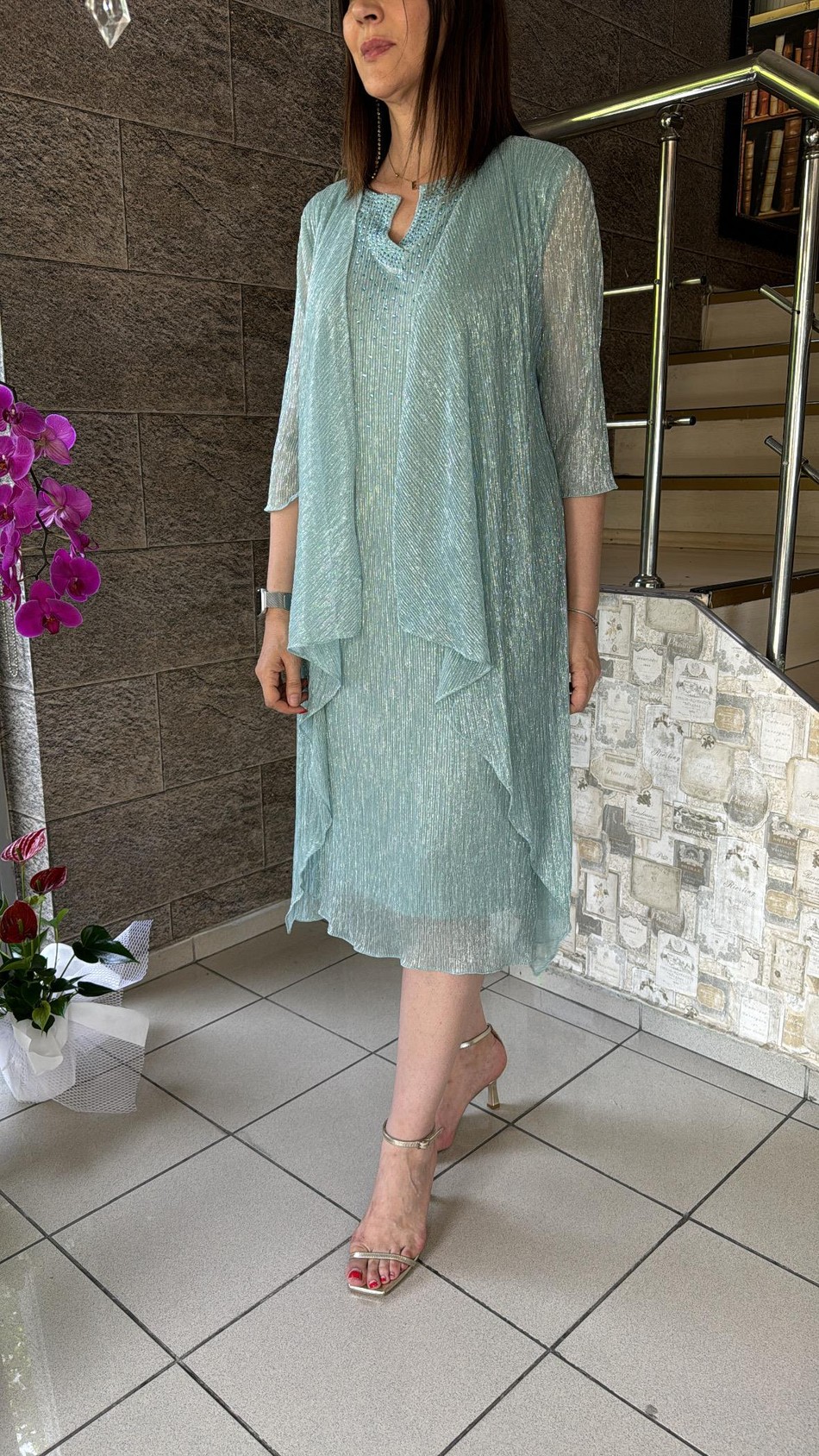 Pliseli Tül Elbise 8064