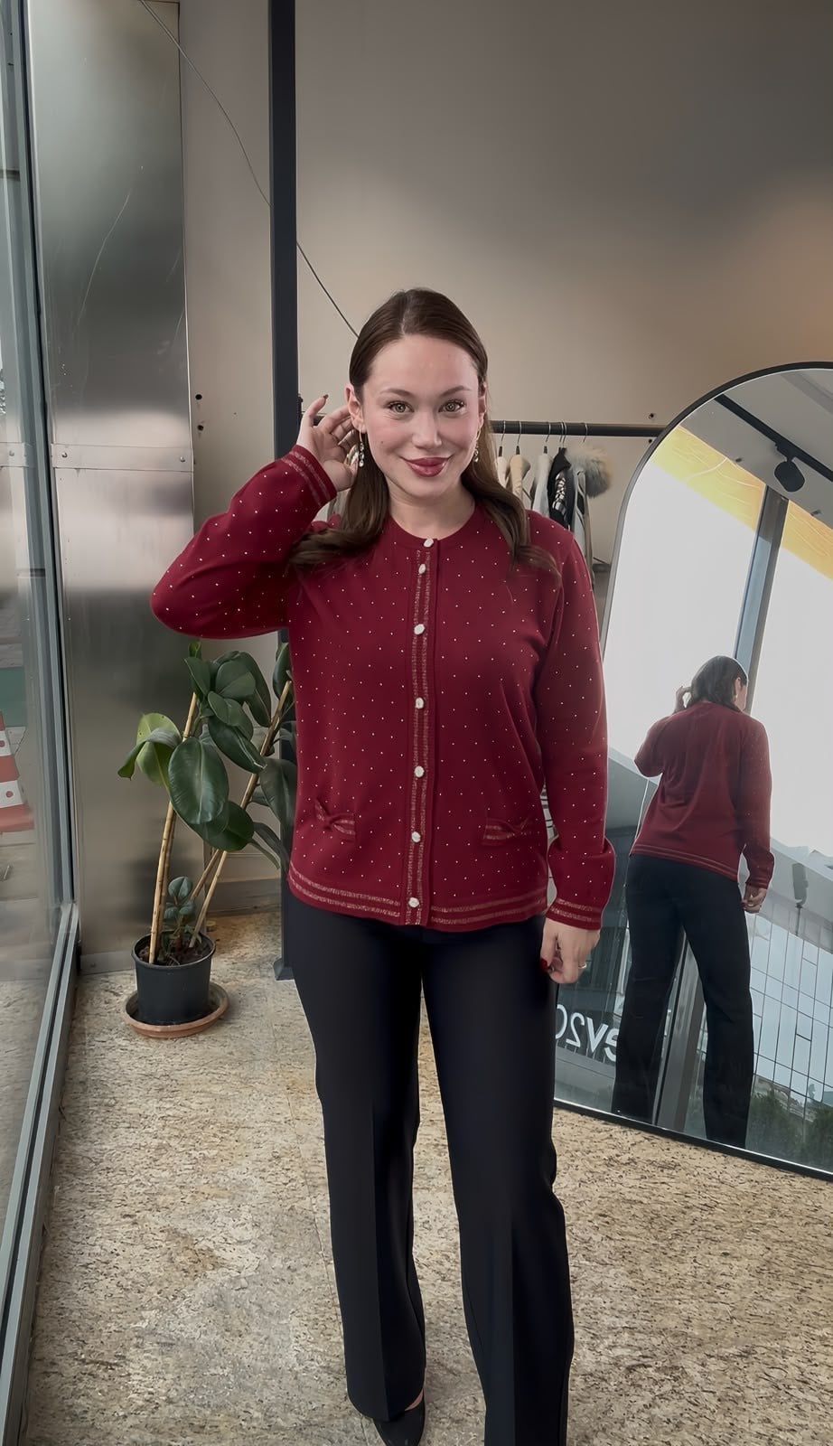 Taşlı Kurdele Detaylı Triko 9014