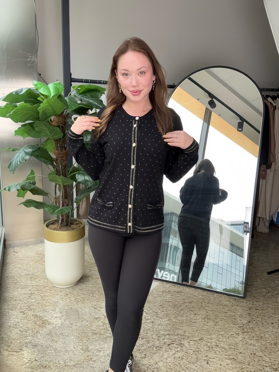 Taşlı Kurdele Detaylı Triko 9014