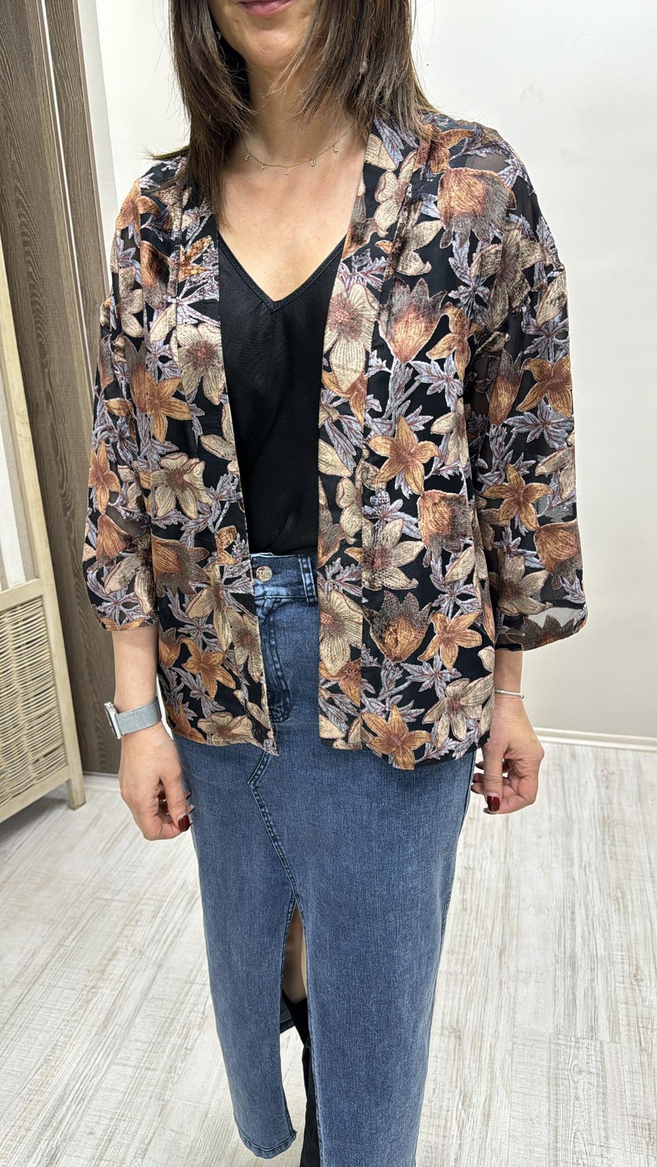 Yakma Kadife Kimono 5868