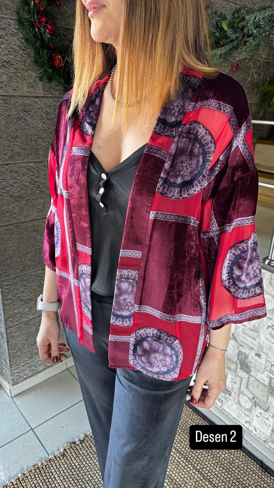 Yakma Kadife Kimono 5868