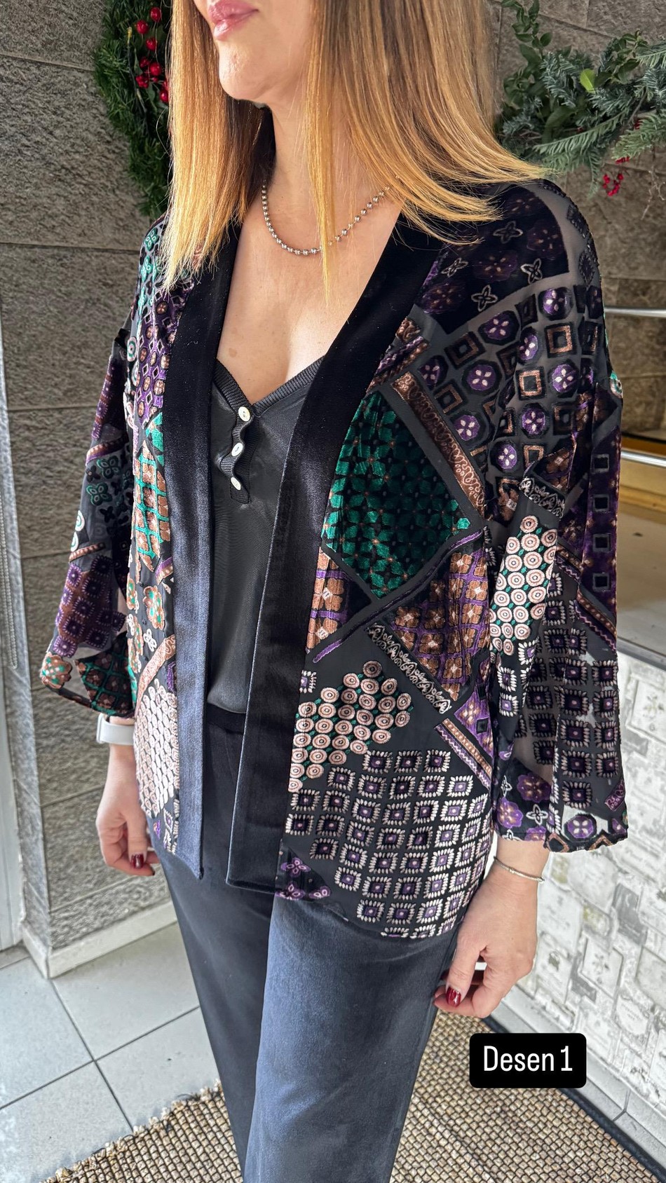 Yakma Kadife Kimono 5868