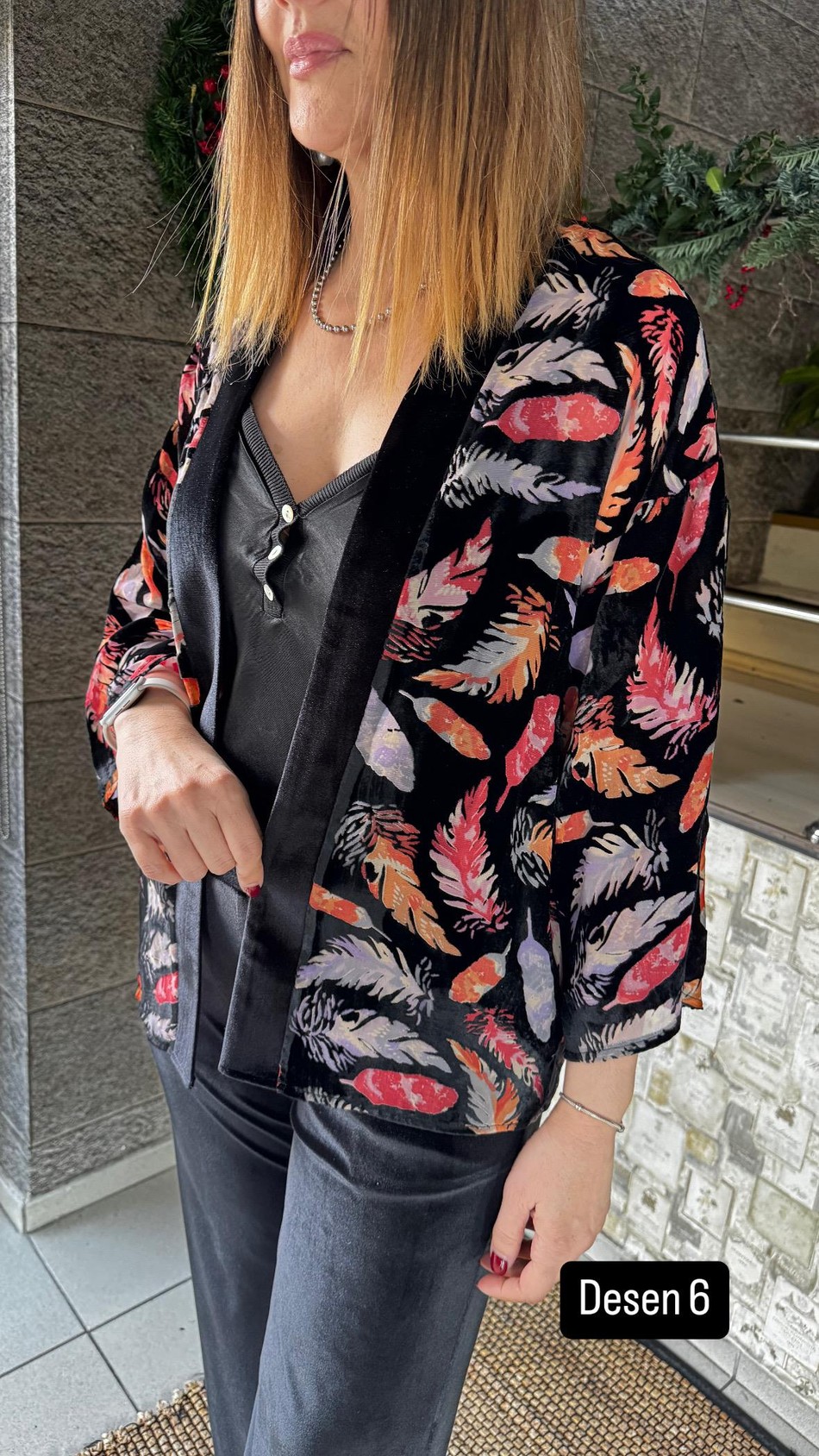 Yakma Kadife Kimono 5868