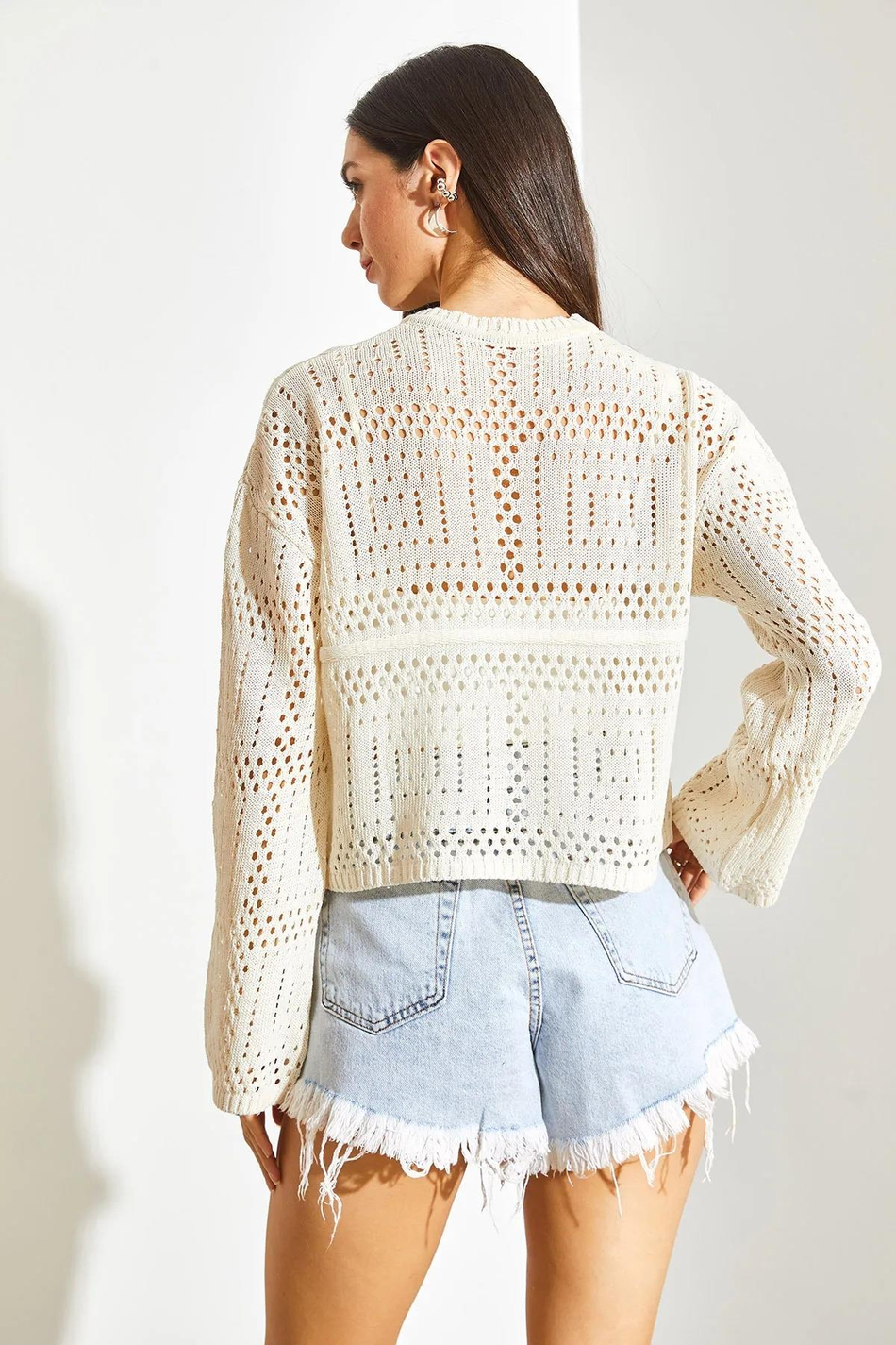 Dantel Tasarım Astarlı Pamuk Bluz