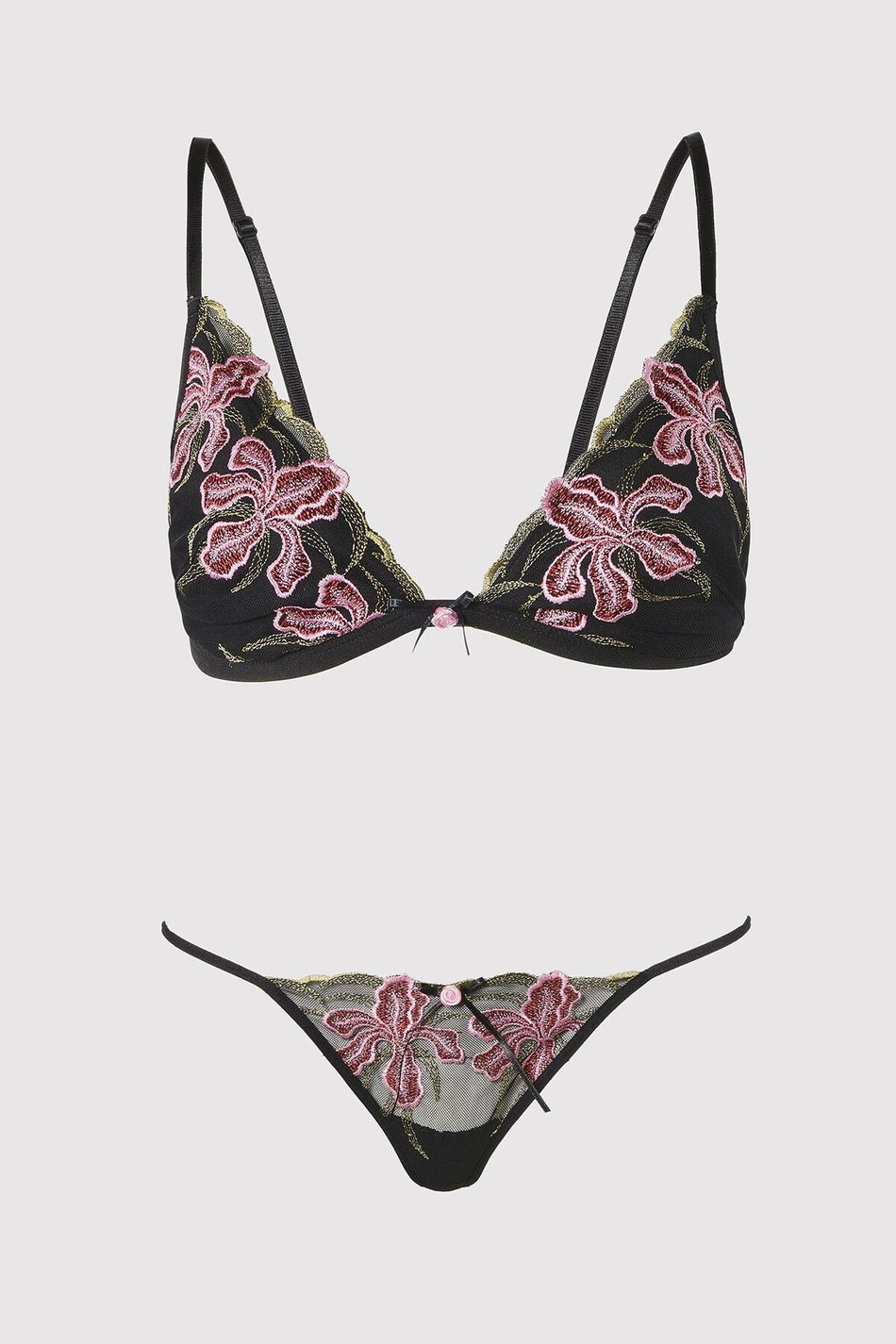 Dantel Vintage Rose Bralet Takımı