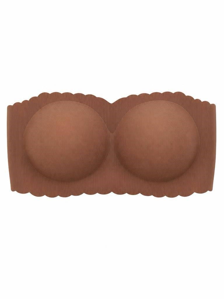 Bulut Koleksiyonu Büyük Beden C & D cup Strapless Sütyen Fitilli Kahve (arkası ayarlanan)