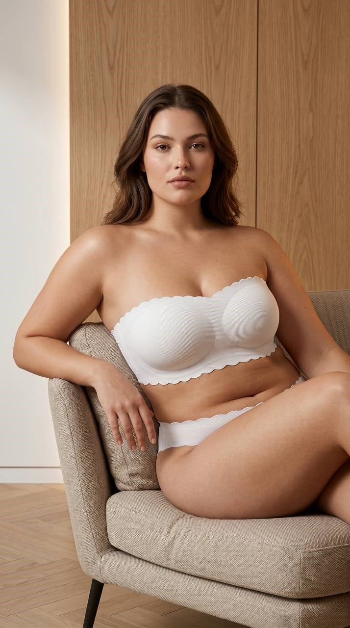 Bulut Koleksiyonu Büyük Beden C & D cup Strapless Sütyen Fitilli Beyaz (arkası ayarlanan)