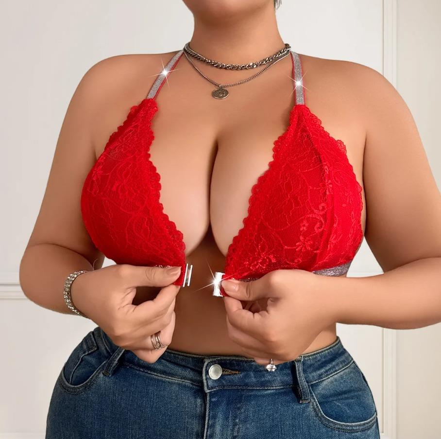 Dantel Back to Love Önden Açılır Simli Bralette 