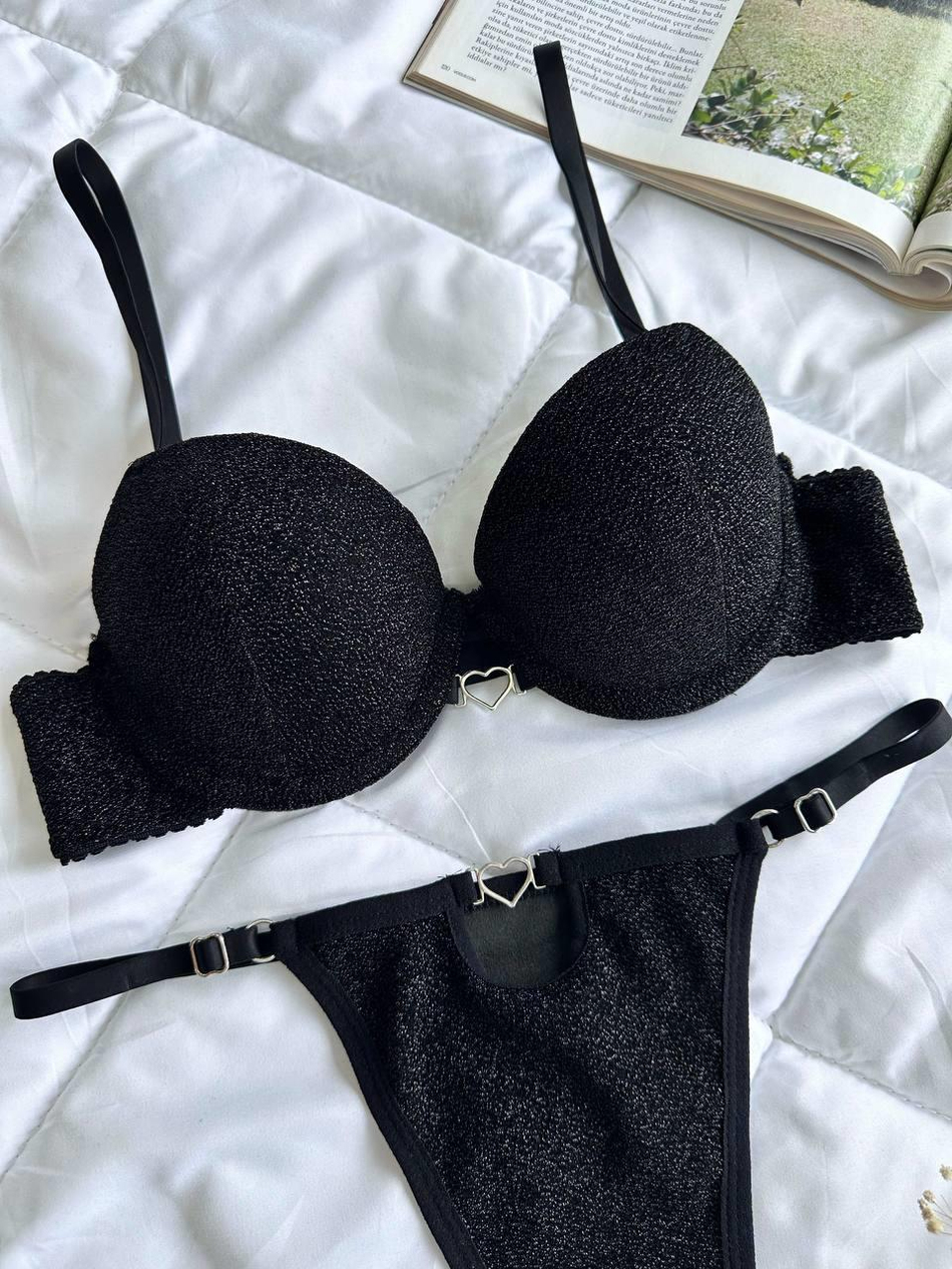 Dantel Black Shine Push Up Destekli B CUP SütyenTakımı