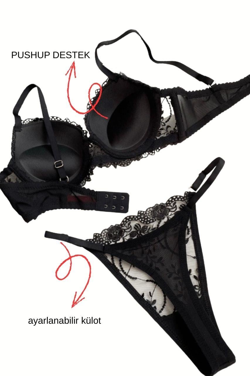 Dantel Dark Love Push Up Destekli B CUP SütyenTakımı