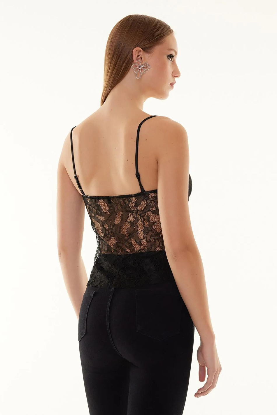 Dantel Siyah Astarlı Bluz