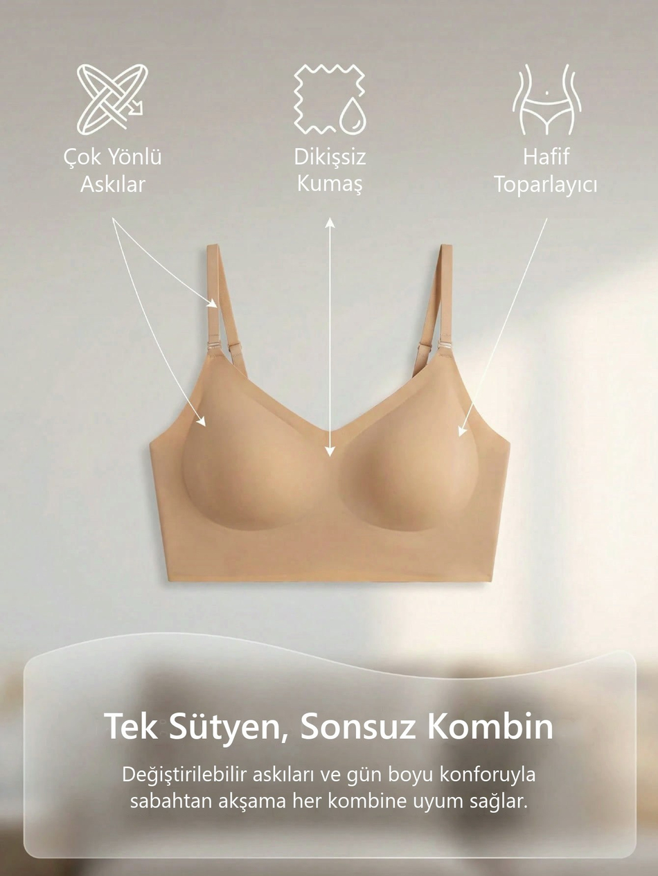 Golden Dekolte Derin Sırt Dekolte Sütyeni – Dikişsiz Toparlayıcı Ten
