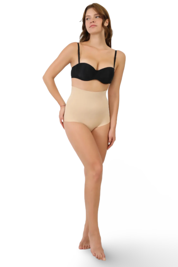 Yüksek Bel Toparlayıcı Dikişsiz Lazer Kesim Slip Korse Külot – Ten Rengi