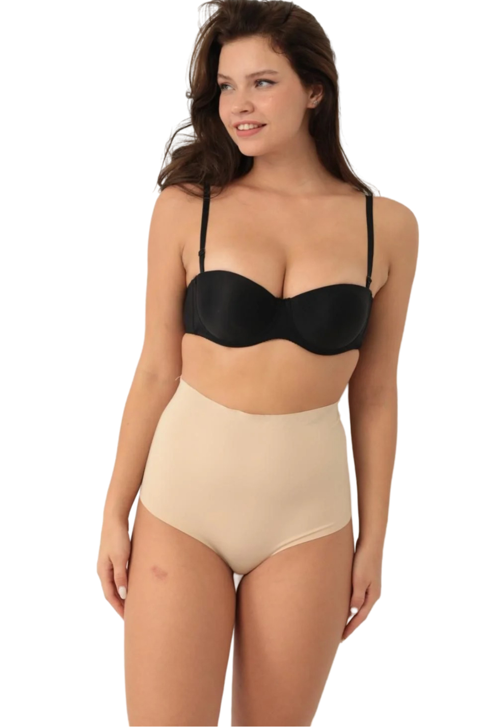 Yüksek Bel Toparlayıcı Etkili Dikişsiz Tanga Külot – Ten Rengi