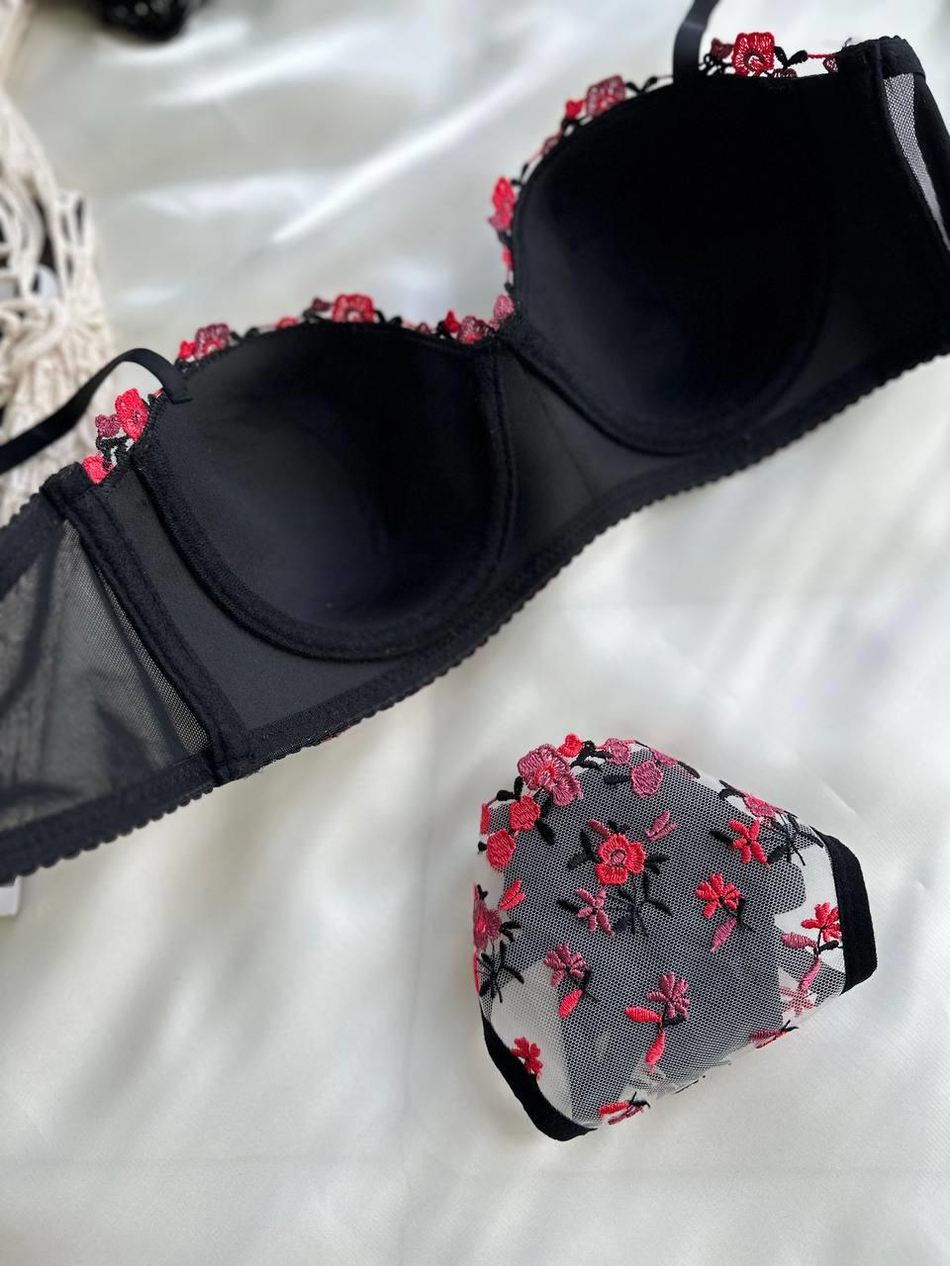 Dantel Çıtır Siyah Lotus B & C Cup SütyenTakımı
