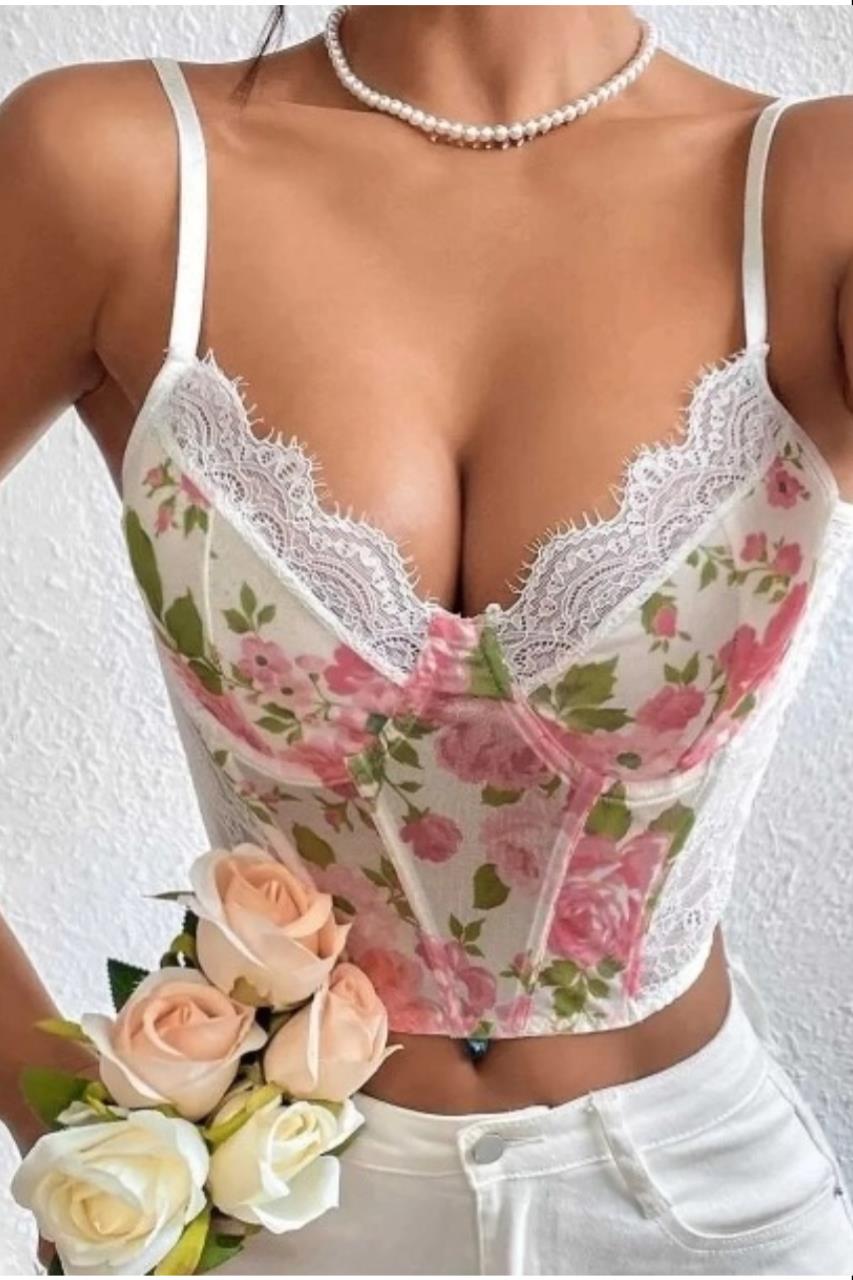 Dantel Rose Love Büstiyer Takım