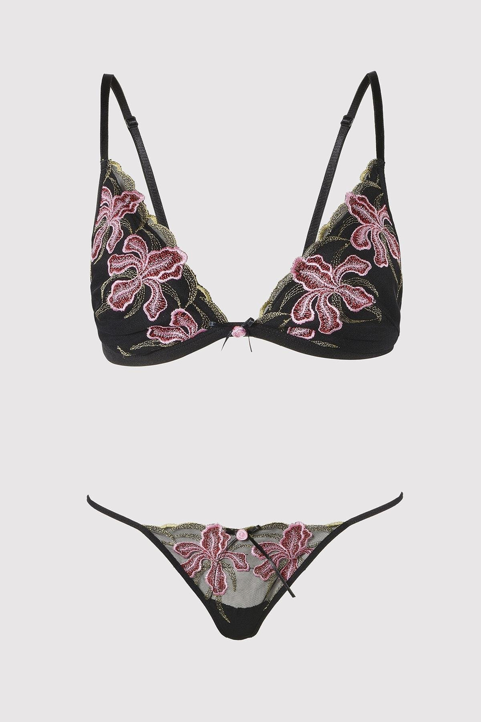 Dantel Vintage Rose Bralet Takımı