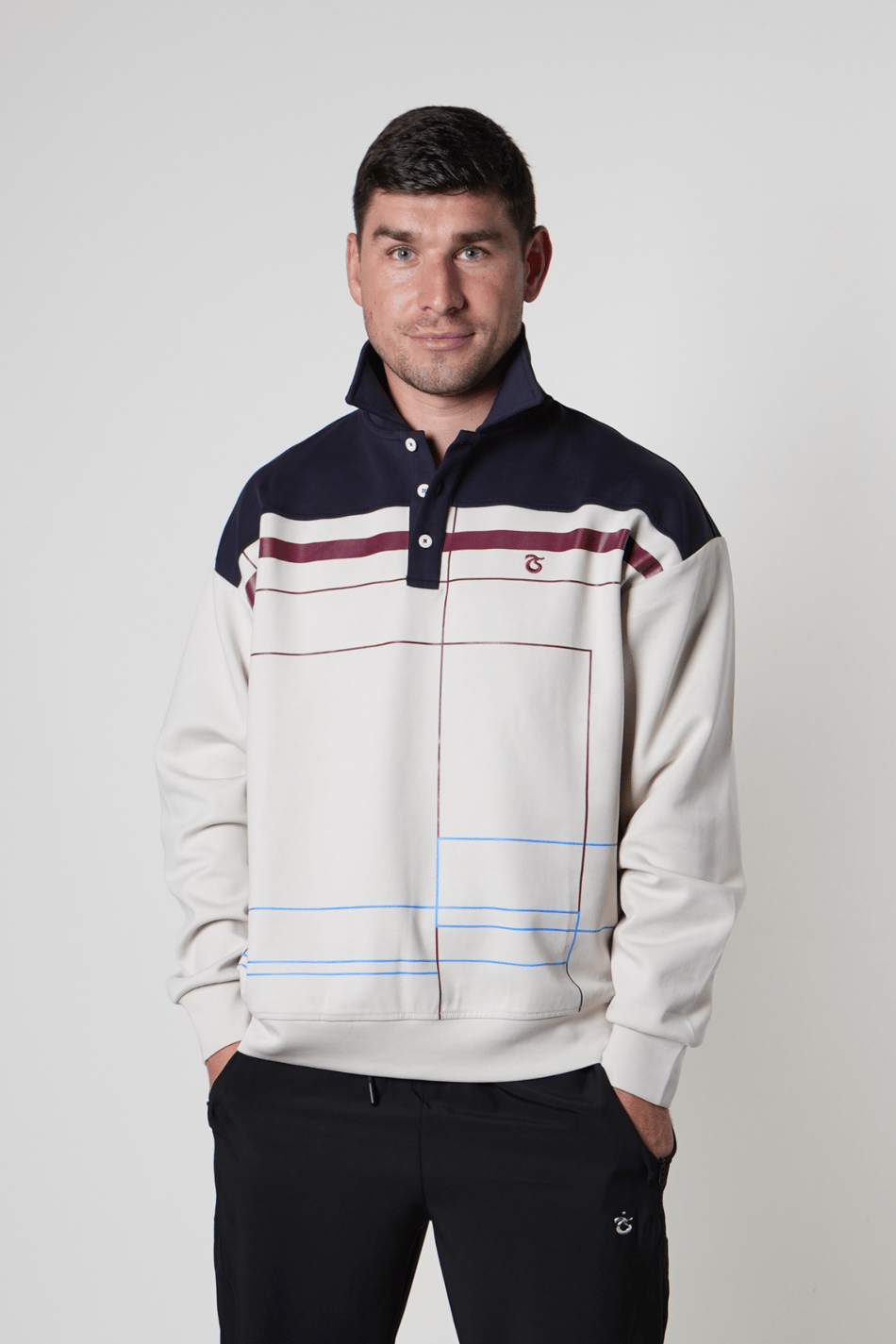 SWEAT GEOMETRİK BASKILI  POLO YAKA
