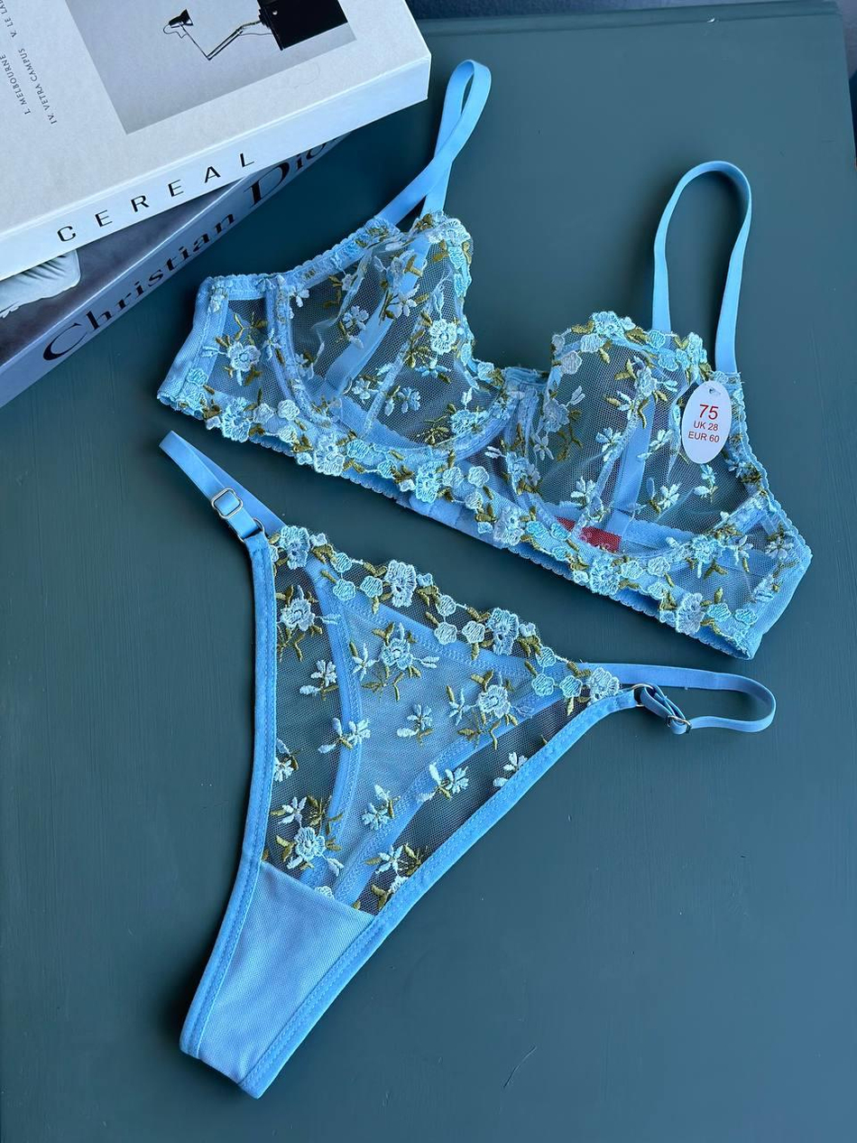 Dantel Buz Çiçeği B CUP Bralet Takımı Pembe