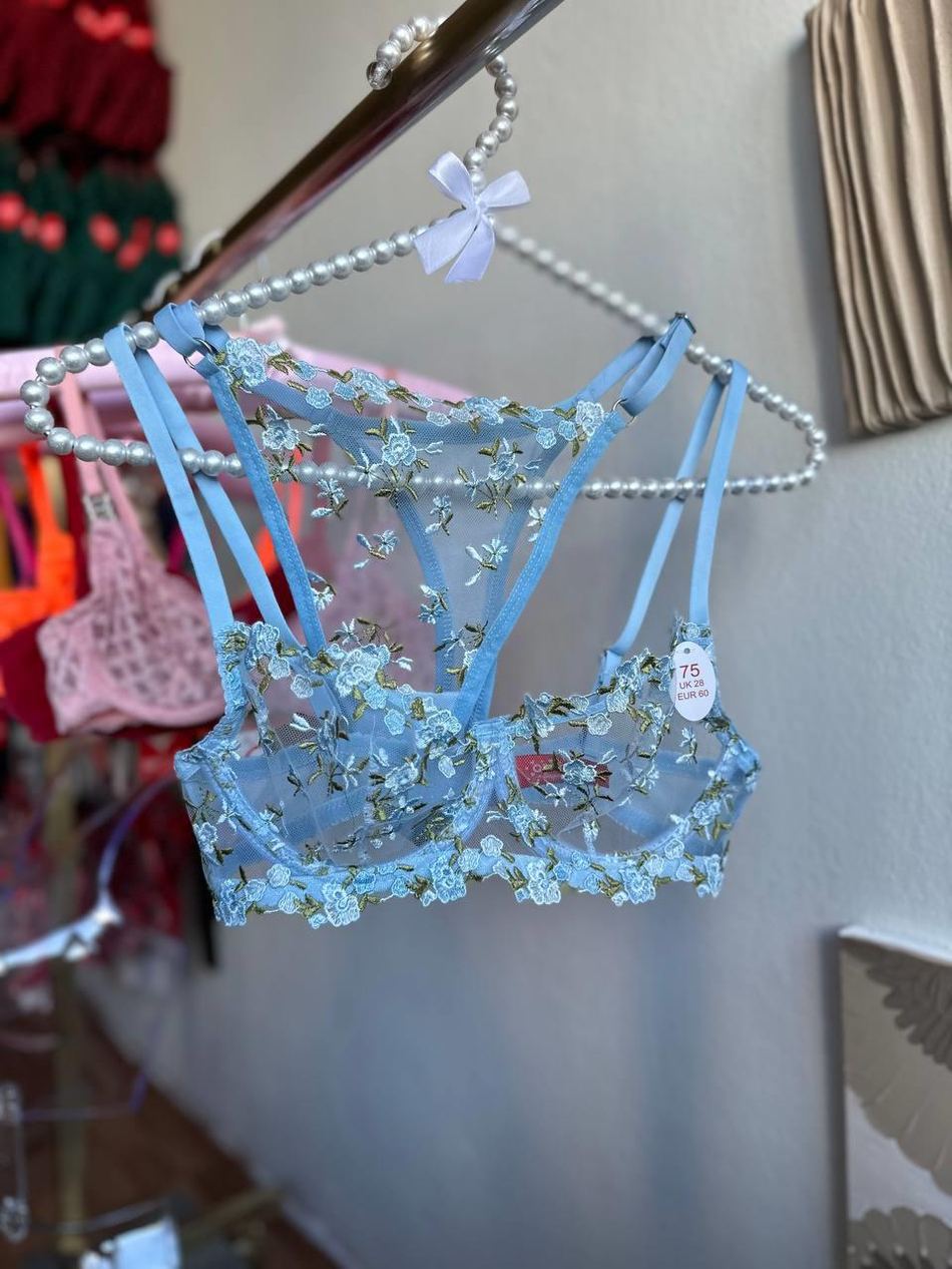 Dantel Buz Çiçeği B CUP Bralet Takımı Pembe
