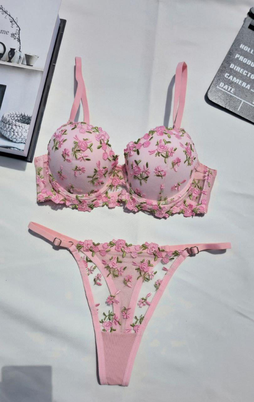 Dantel Çıtır Çiçek Push Up B CUP SütyenTakımı