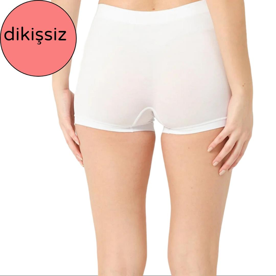 Dantel FİT Dikişsiz Şort Boxer Beyaz