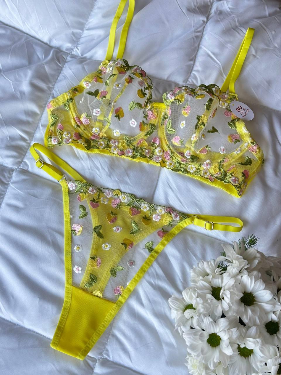 Dantel Lemon Drop B CUP Bralet Takımı Sarı
