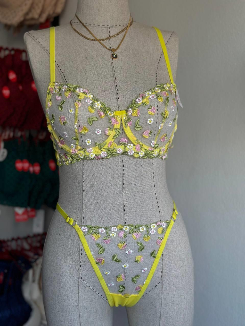 Dantel Lemon Drop B CUP Bralet Takımı Sarı