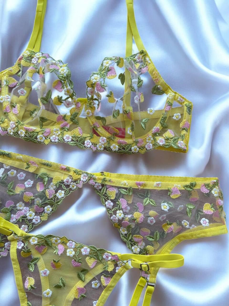 Dantel Lemon Drop B CUP Bralet Takımı Sarı