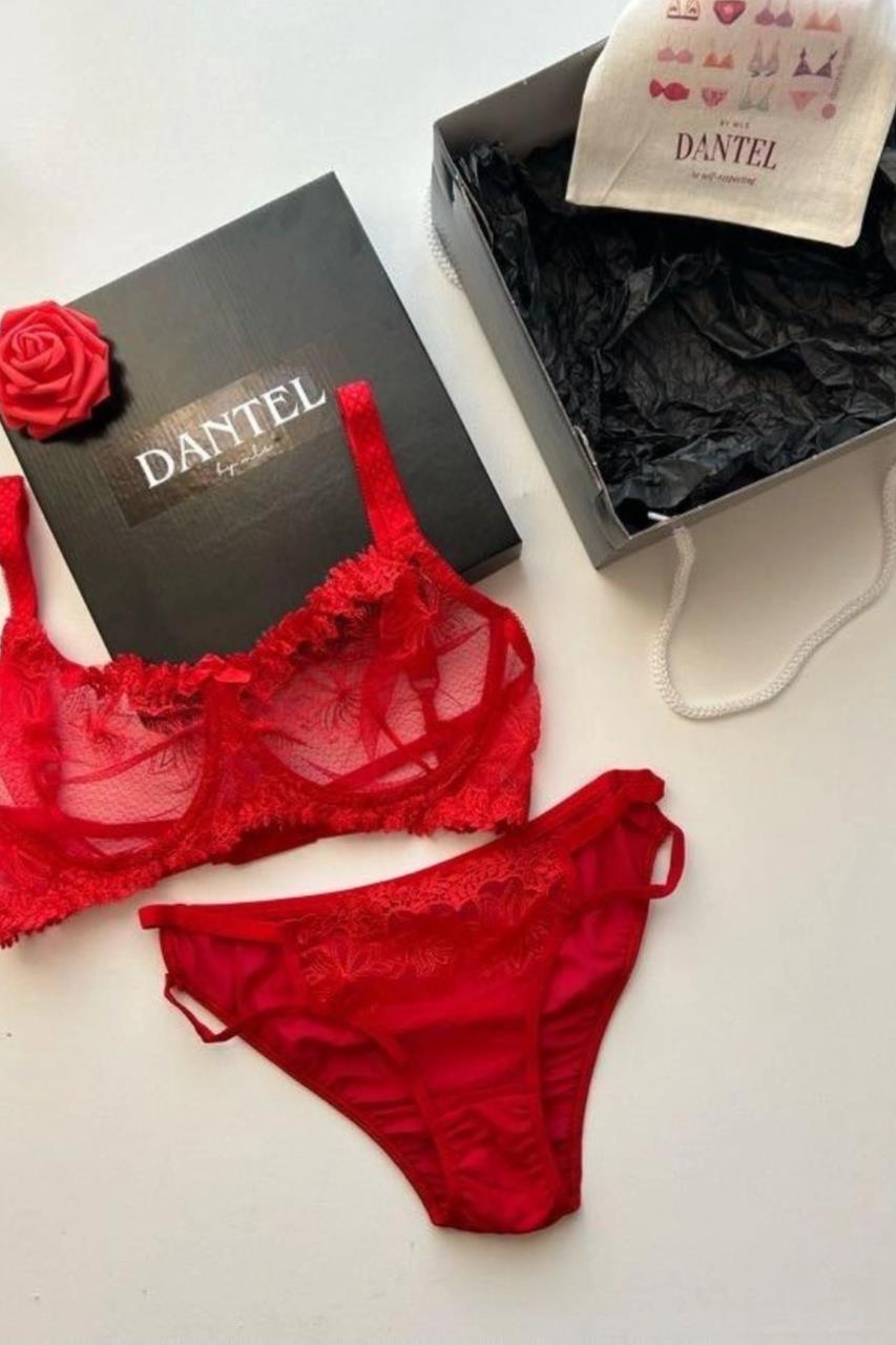 Dantel Red Love C Cup Sütyen Takımı