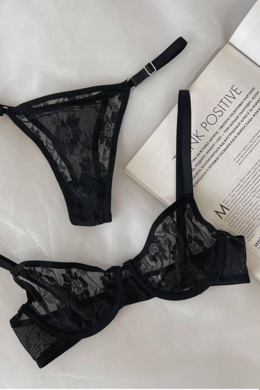 Dantel Siyah Tutku Bralet Takımı