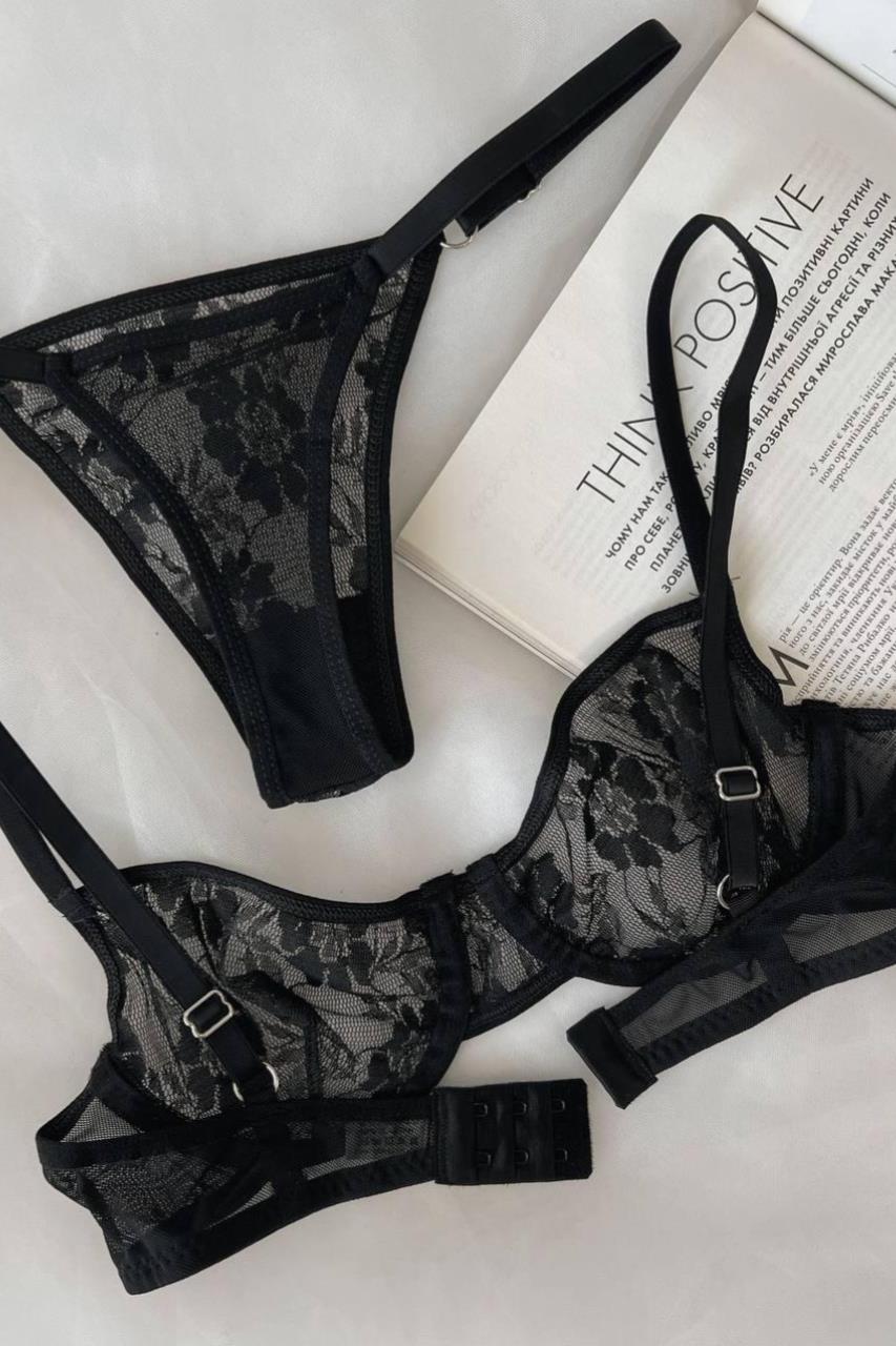 Dantel Siyah Tutku Bralet Takımı