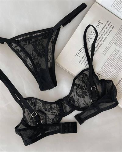 Dantel Siyah Tutku Bralet Takımı