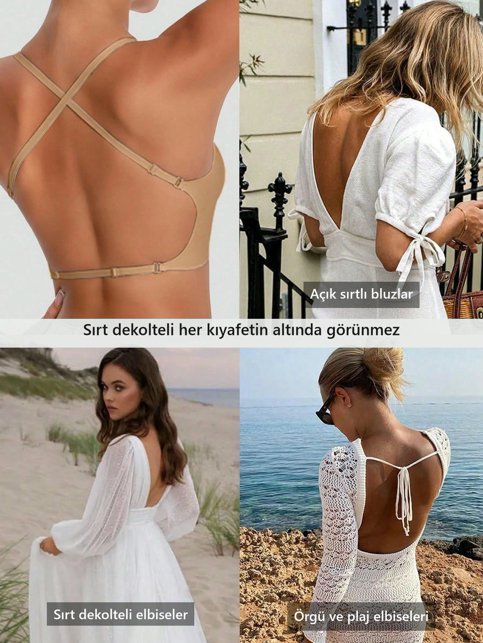 Golden Dekolte Derin Sırt Dekolte Sütyeni – Dikişsiz Toparlayıcı Ten