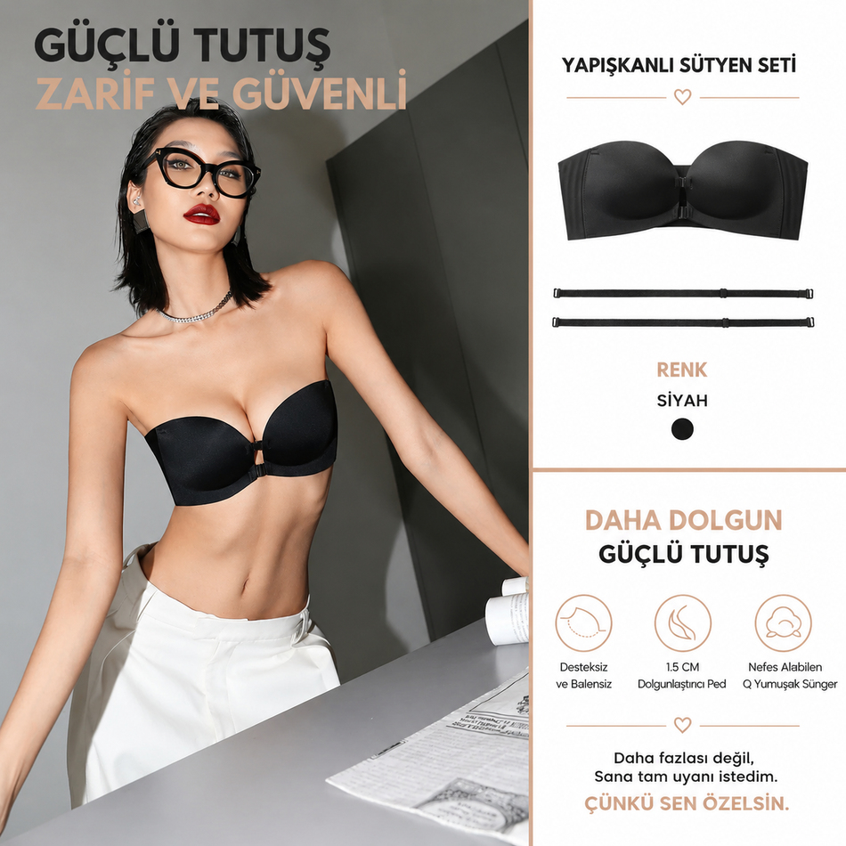 Rüya Push Up Destekli Klipsli Lazer Kesim Sütyen Ten 