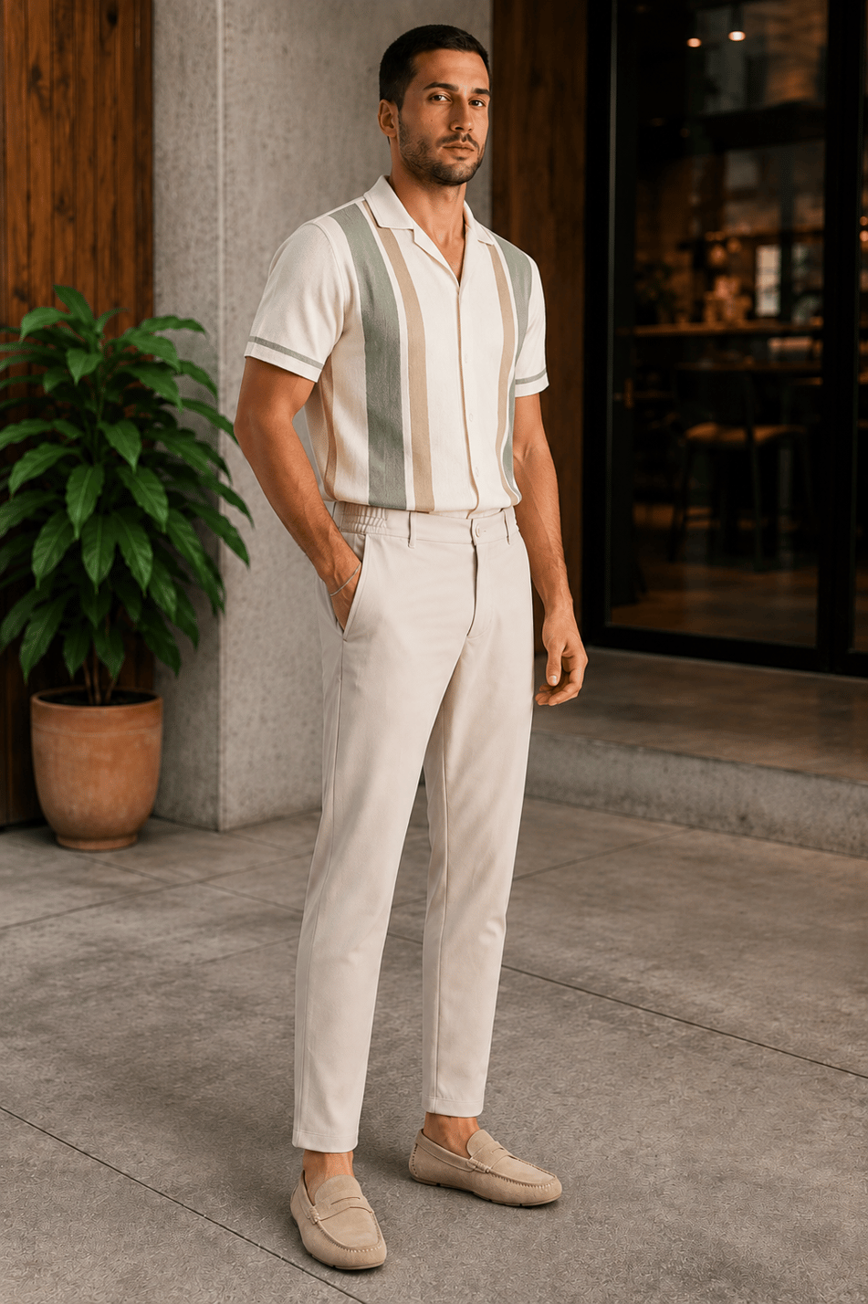 Beli Yarım Lastikli Slim Fit Chino Crop Pantalon Bej