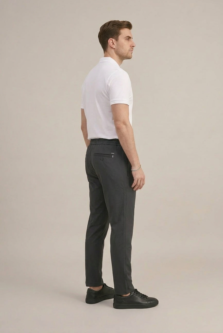 Erkek Antrasit Slim Fit Lastikli Bel Bağcıklı  Jogger Pantolon