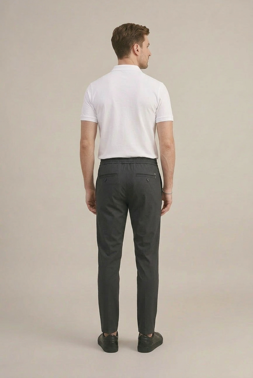 Erkek Antrasit Slim Fit Lastikli Bel Bağcıklı  Jogger Pantolon