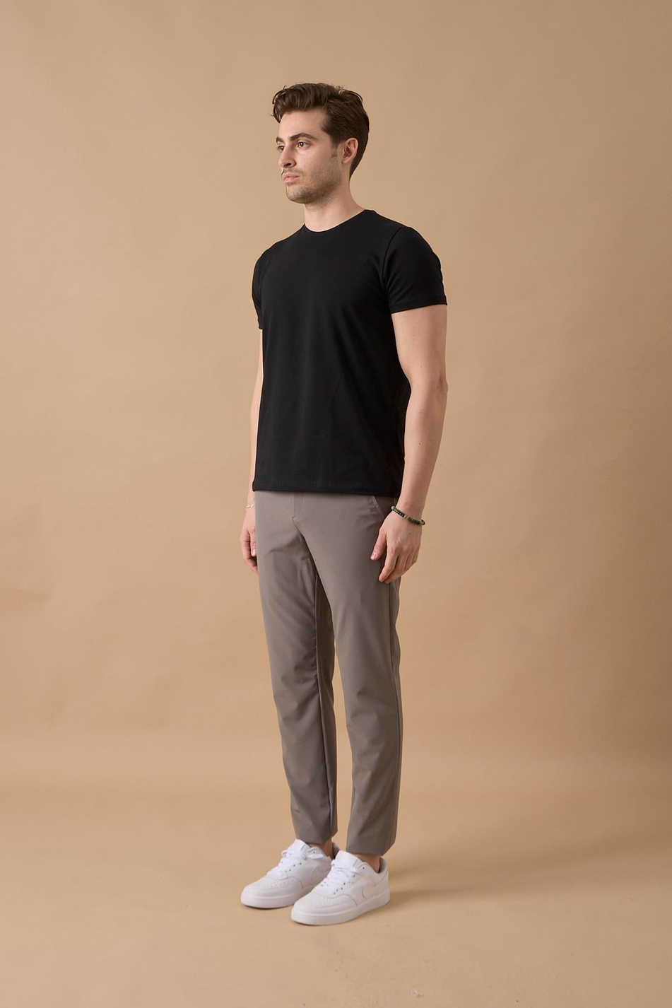 Erkek Gri Slim Fit Lastikli Bel Esnek Kumaş Dar Kesim Jogger Pantolon