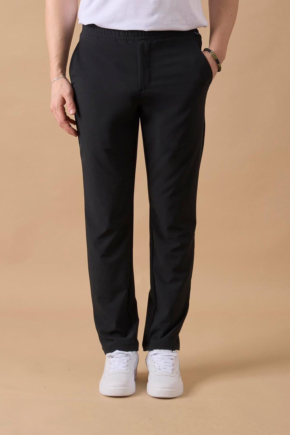Erkek Siyah Slim Fit Lastikli Bel Esnek Kumaş Dar Kesim Jogger Pantolon