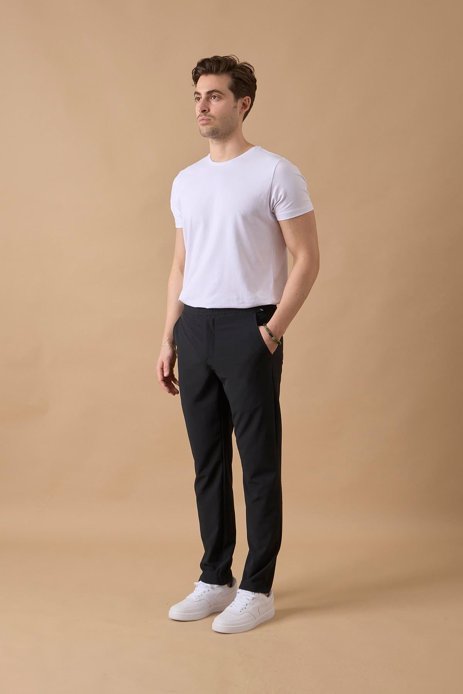 Erkek Siyah Slim Fit Lastikli Bel Esnek Kumaş Dar Kesim Jogger Pantolon