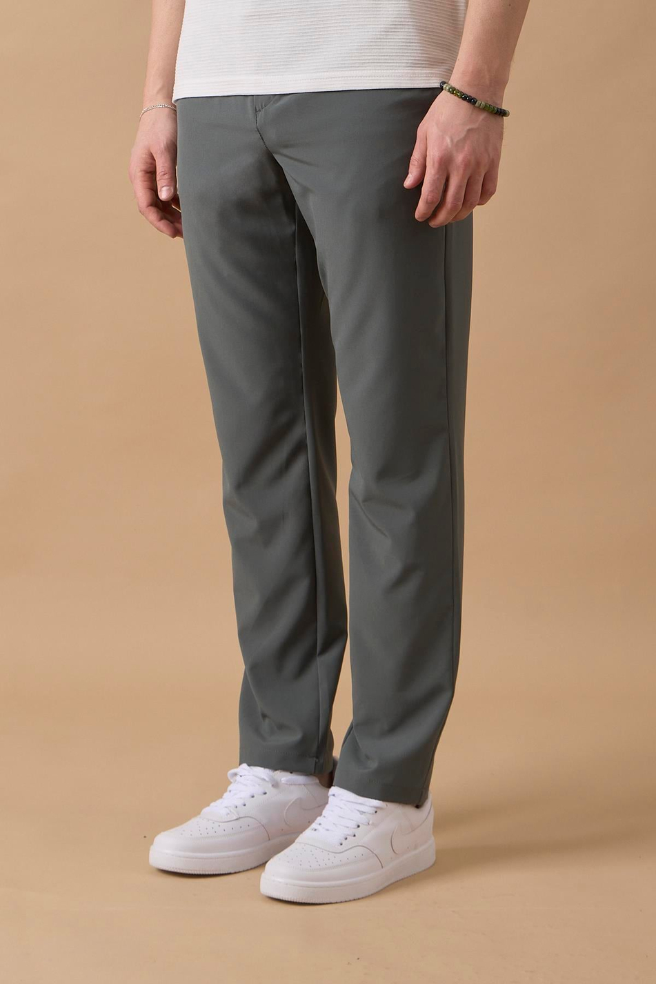 Erkek Yeşil Slim Fit Lastikli Bel Esnek Kumaş Dar Kesim Jogger Pantolon
