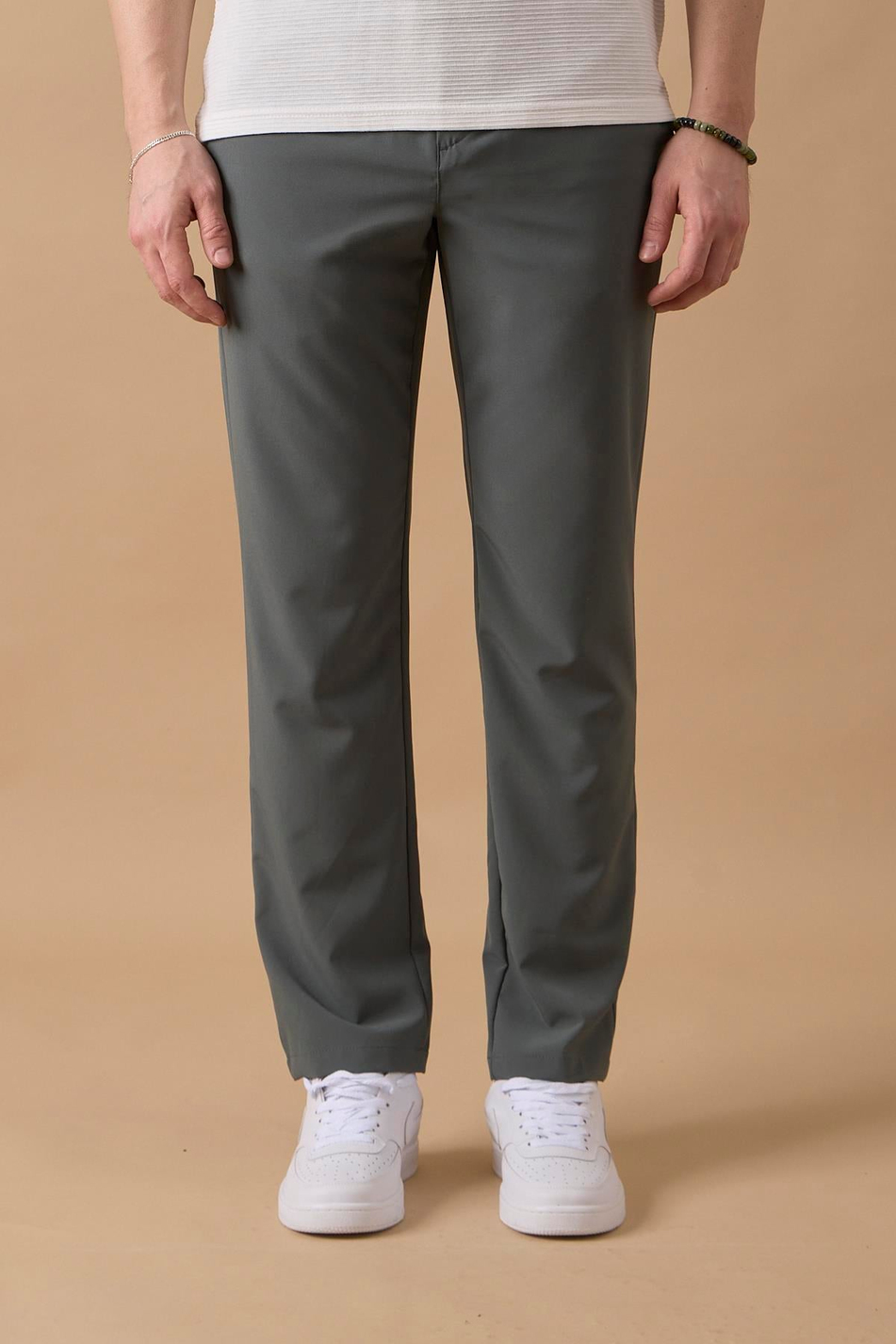 Erkek Yeşil Slim Fit Lastikli Bel Esnek Kumaş Dar Kesim Jogger Pantolon
