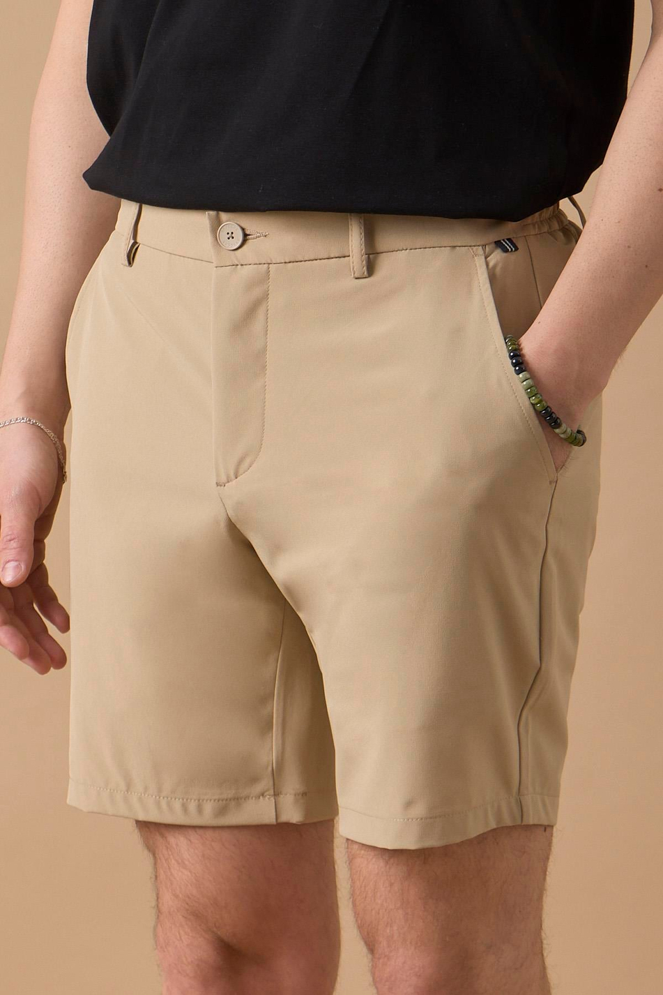 Erkek Bej Jogger Fit Şort