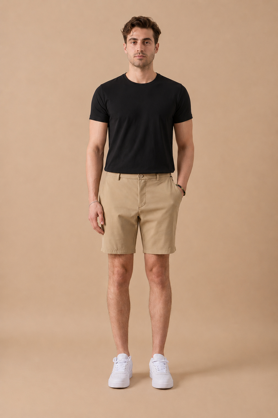 Erkek Bej Jogger Fit Şort