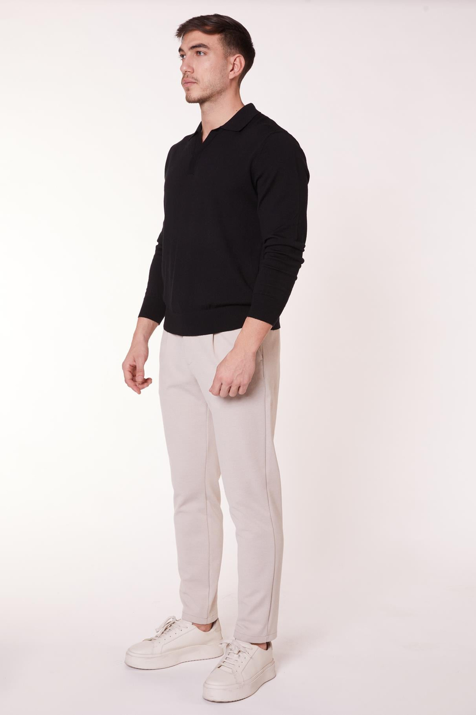  Men Drawstring Waist Side Pocket Slim Fit Jogger Pants  Beige